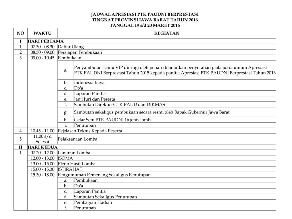 Sosialisasi APRESIASI PTK PAUDNI TINGKAT PROVINSI JAWA BARAT TAHUN 2016